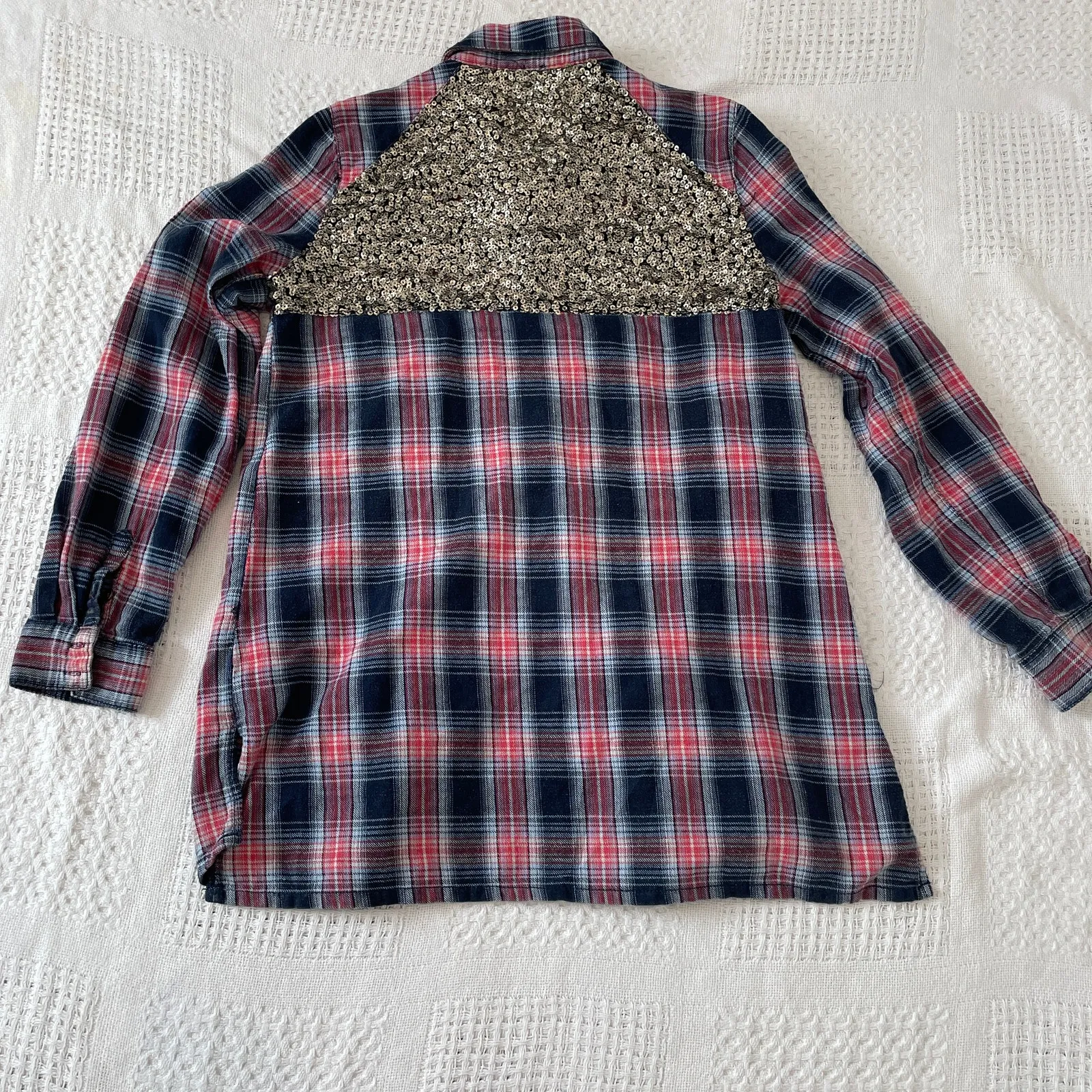 Free People Little Bit of Sugar plaid flannel sequin mesh panels TLS2 2011 - Image 7