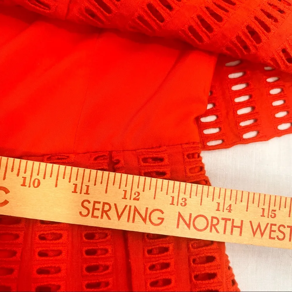 SAYLOR x Revolve Womens Strapless Midi Dress Sz S Orange Eyelet Party Wedding - Image 11