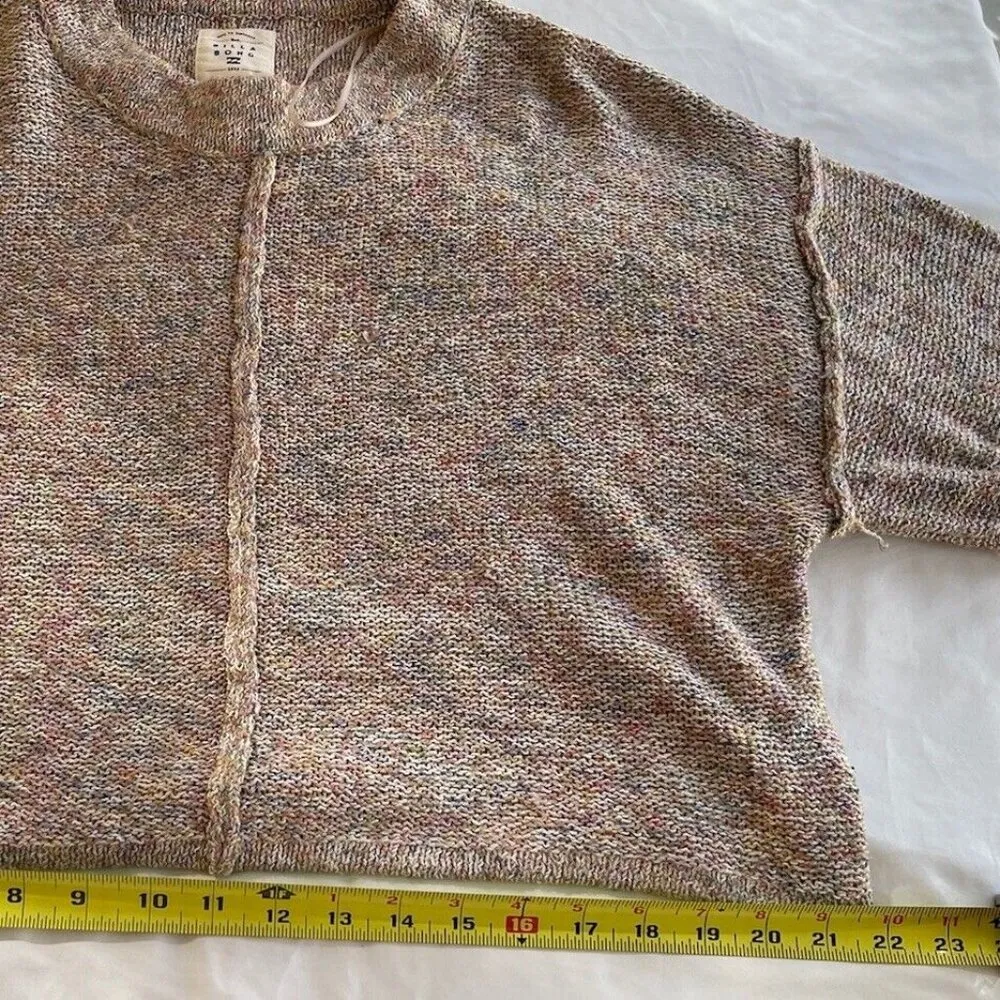 Billabong Loose Knit Women’s Sweater Shirt Size Small Crop Multicolor Pink/Peach - Image 7