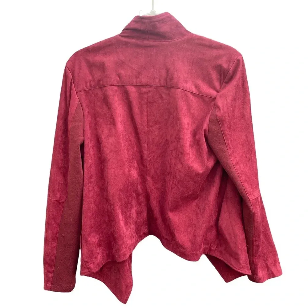 BB DAKOTA RED FAUX SUEDE DRAPE JACKET - Image 2
