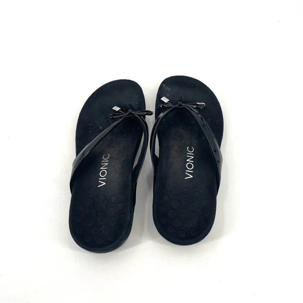Vionic Bella Black Orthopedic Thong Casual Slip On Sandal - Image 4