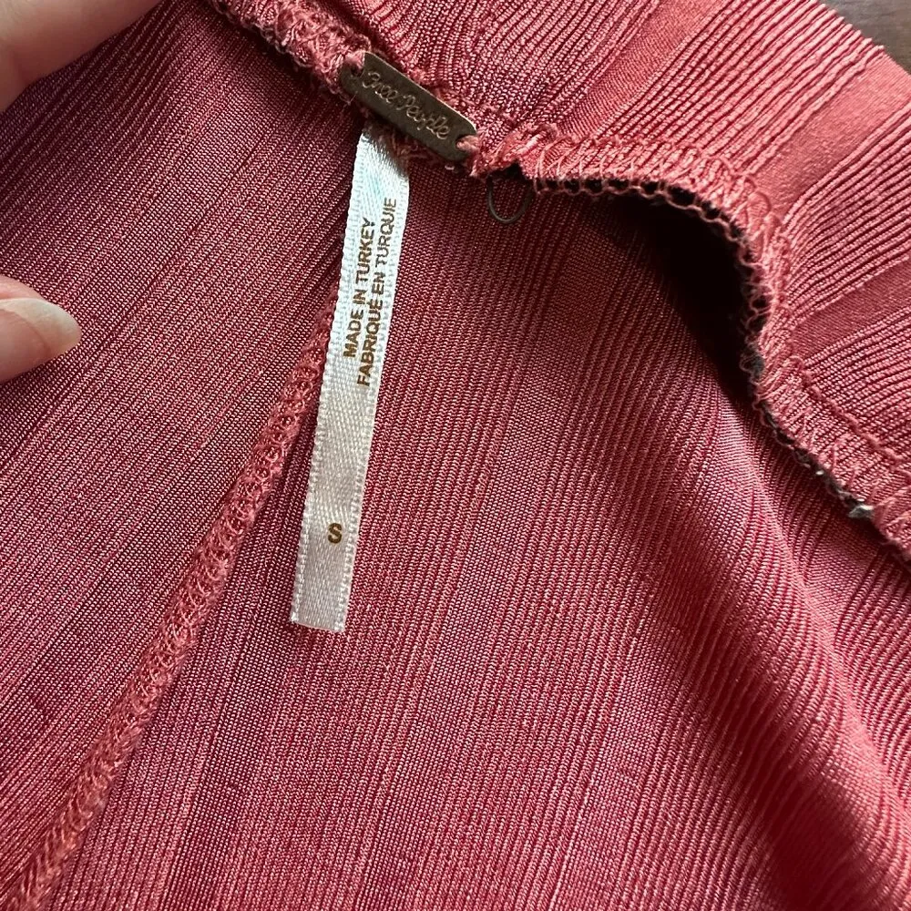 FREE PEOPLE Ribbed Slinky Pull On Wide Leg Pants Trousers Size Small - Image 8