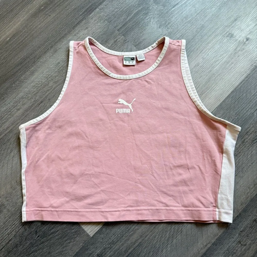 Puma Classic Crop Top Pink White XL Sporty Athleisure - Image 2