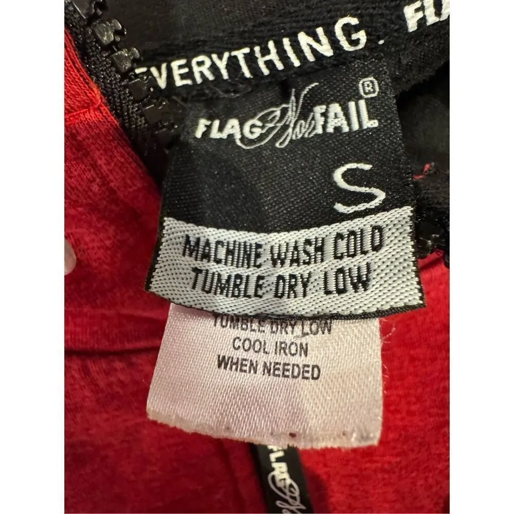Flag Nor Fail Unisex Full Zip Performance Fleece Hoodie in Red Size Small - Image 3