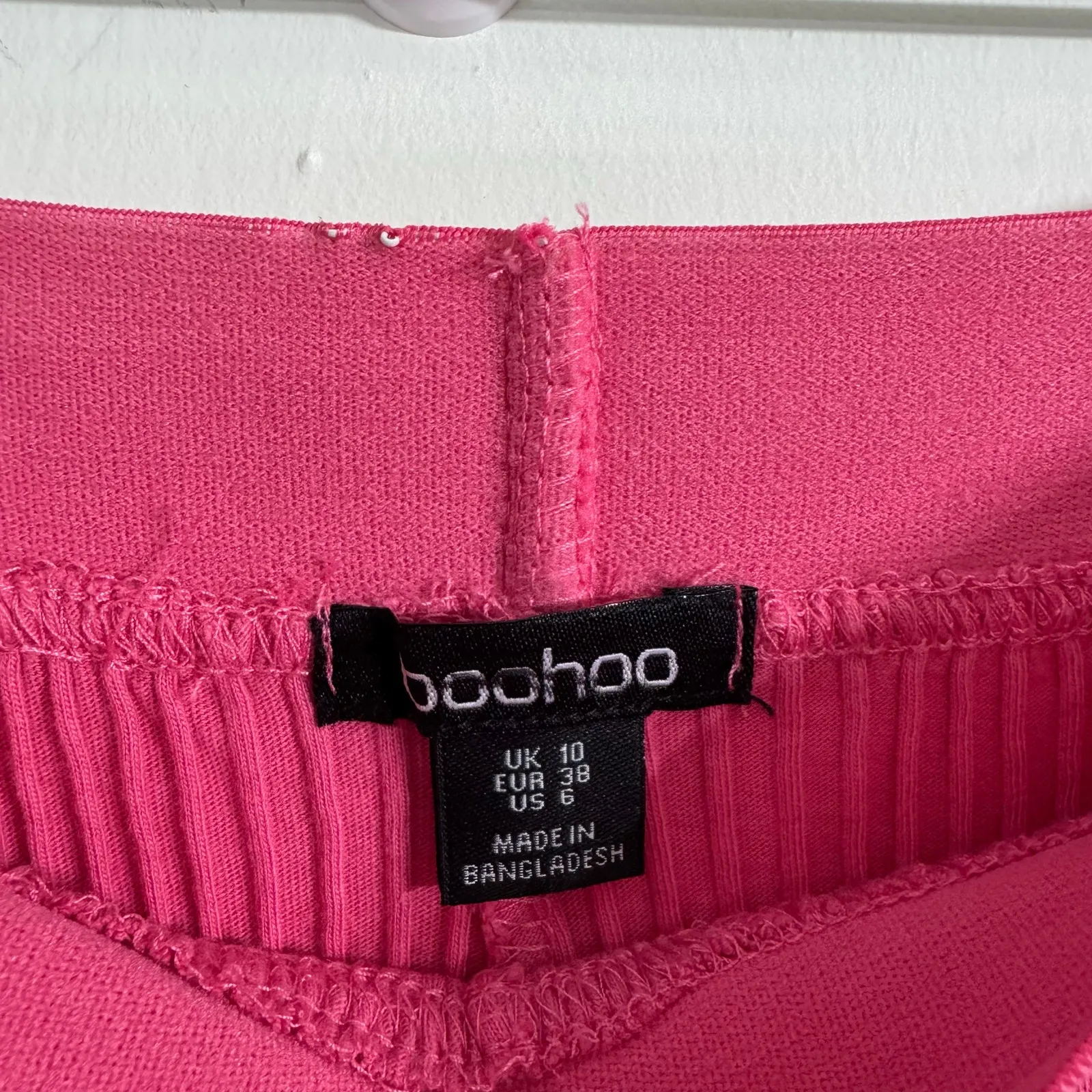 Boohoo Pink Ribbed High Waisted Wide Leg Pants Flare Size 6 (US) - Image 4