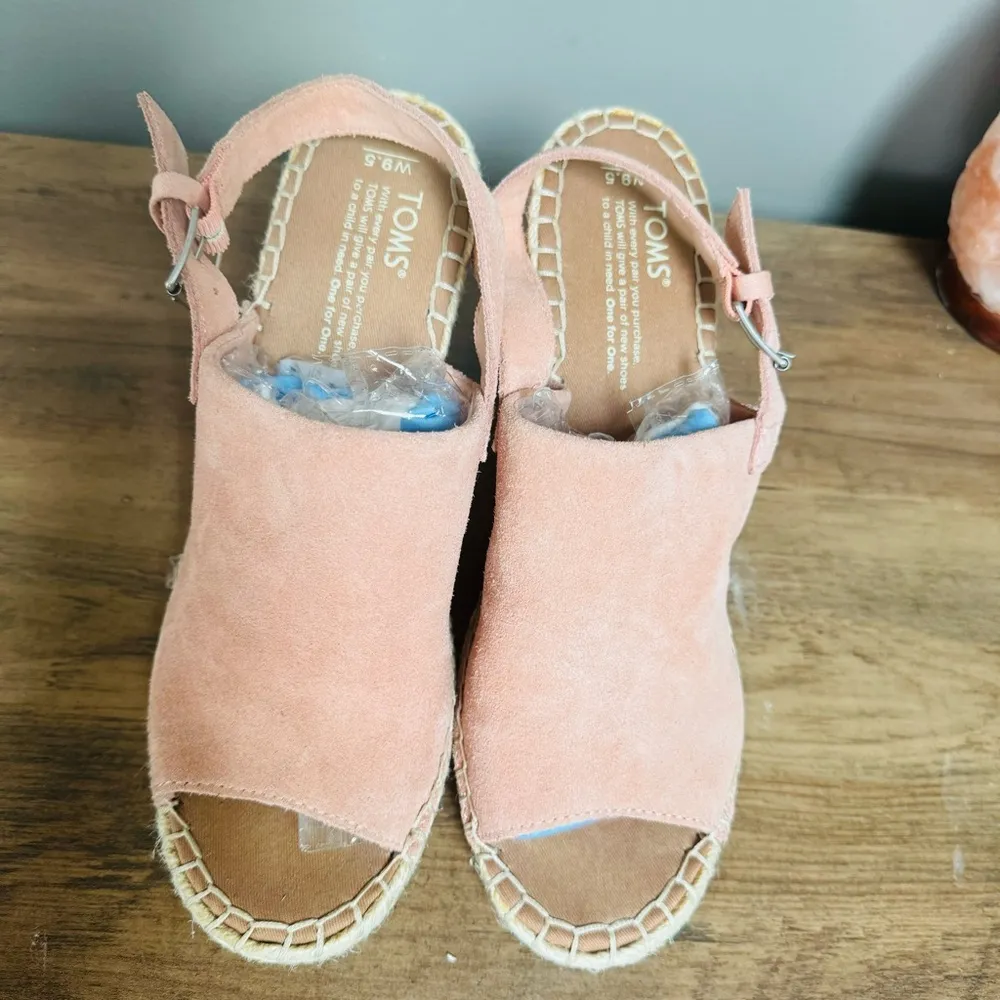 NEW Toms Monica Women's Suede Espadrille Wedge Platform Sandals Blush Pink -9.5 - Image 8