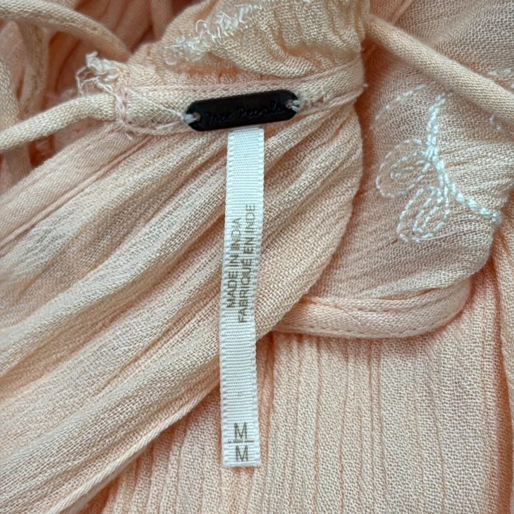 Free People Peach Sherbet Embroidered Sheer Drop Waist Midi Maxi Dress - Image 3