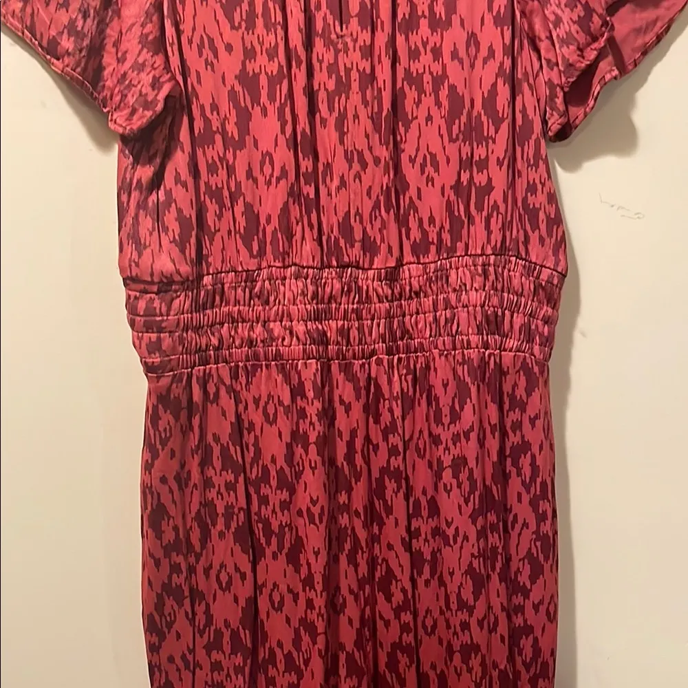 Womens Anthropologie Somerset Jumpsuit Puff Sleeve Wide Leg Red/Pink - Image 9