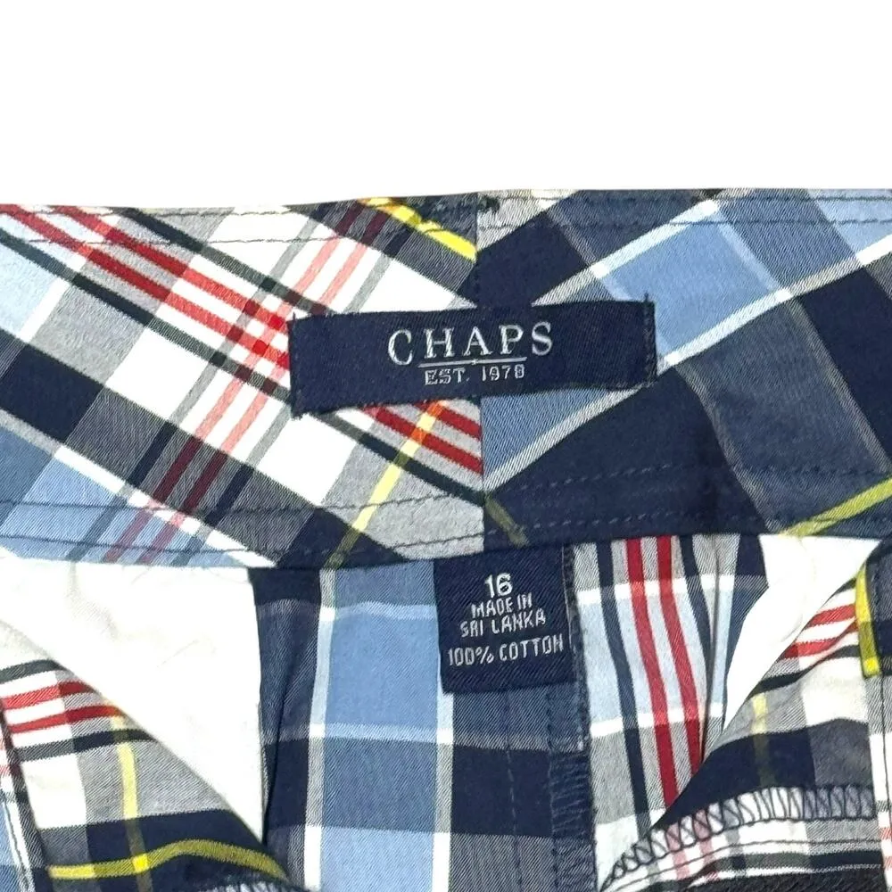 Ralph Lauren Chaps Plaid Skirt Belted Red White Blue Yellow 16 - Image 3