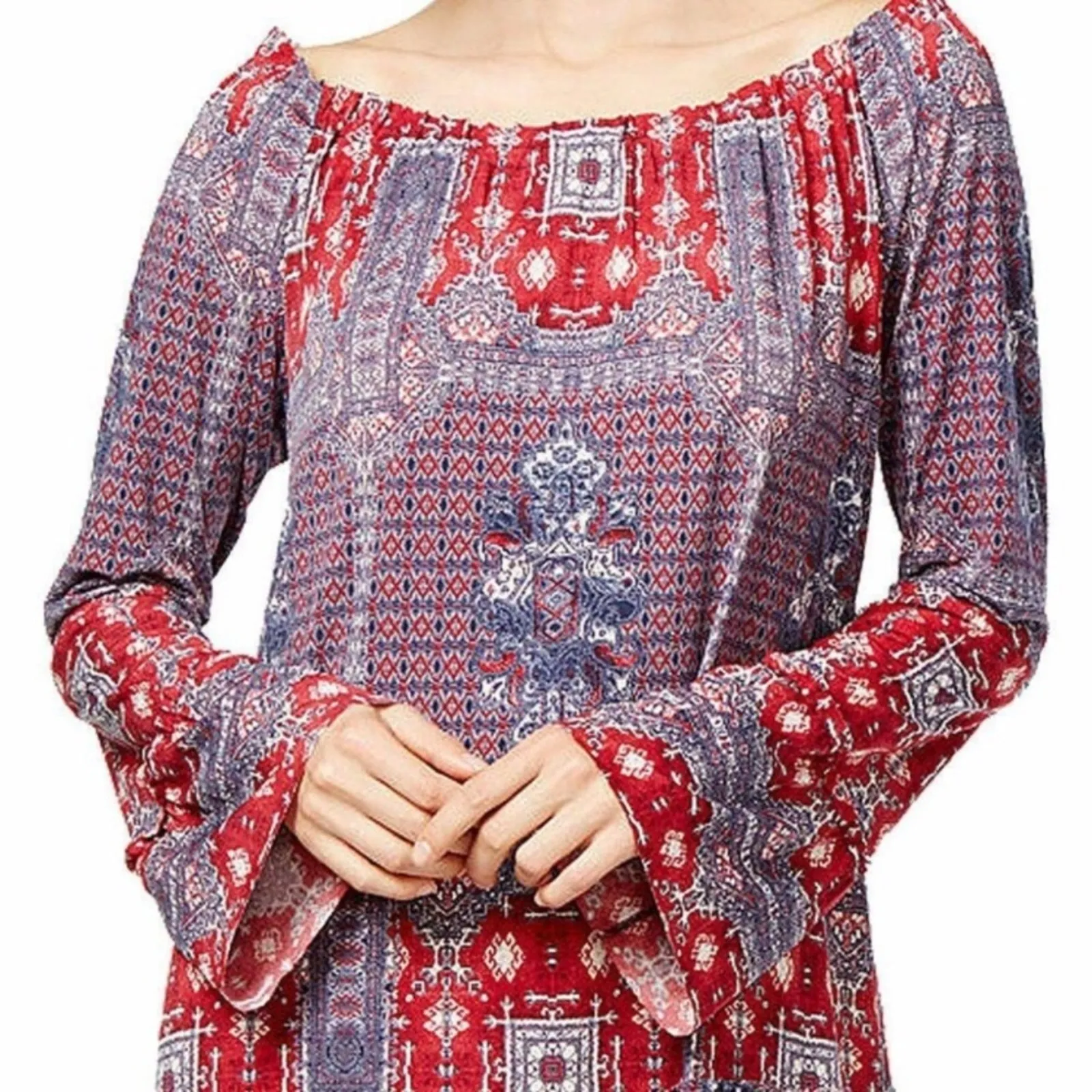 BCBGeneration Chili Pepper Off Shoulder Shift Dress Large - Image 3