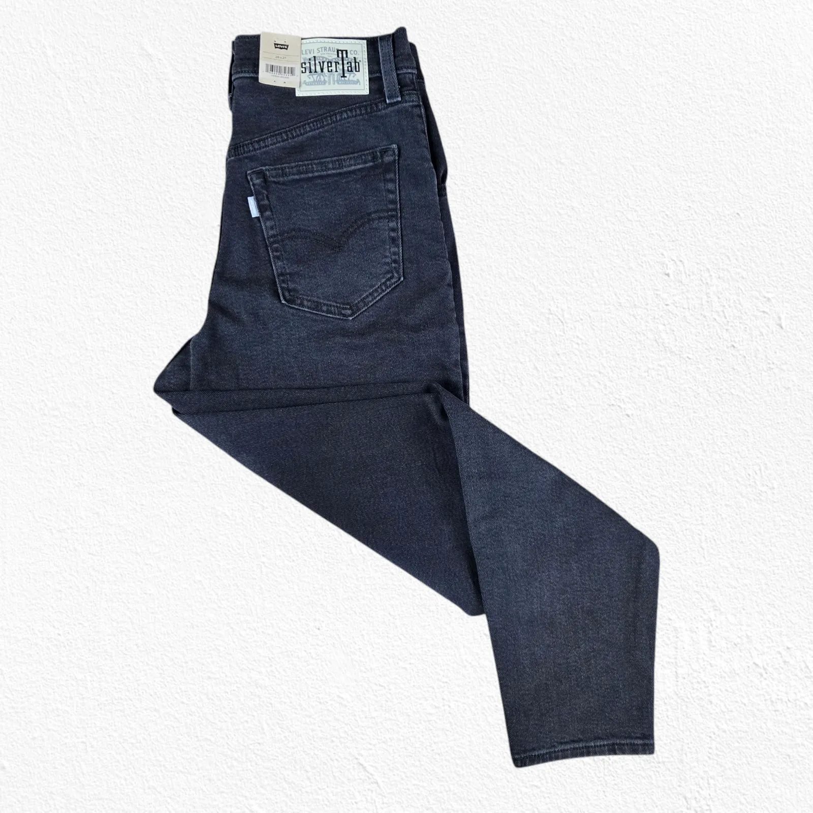 Levi's SilverTab Black Wash High Waisted Tapered Straight Leg Mom Jeans Size 28 - Image 10