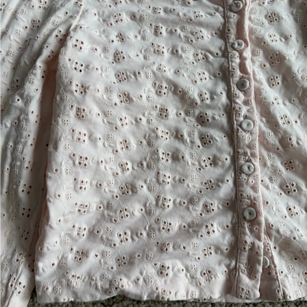 LoveShackFancy Light Pink Eyelet pink preppy bohemian boho Blouse size medium - Image 6