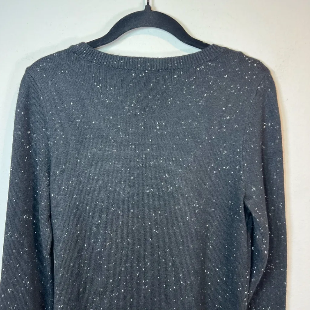 Talbots Womens Tweed Side Tie Sweater Dress Black Knit Long Sleeve Stretch Small - Image 11