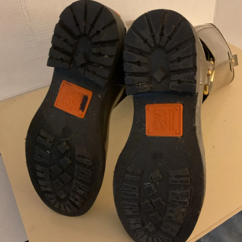 Michael Kors Olive Green women waterproof tall knee high rubber Rain Boots 10 - Image 3