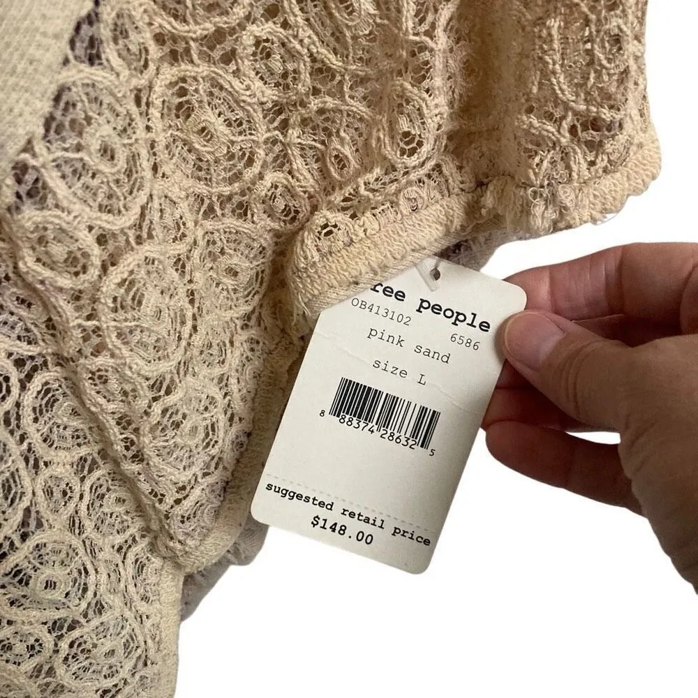 Free People Mama Crochet Marled Tie-dye French Terry Cowl Neck Poncho Large NEW - Image 7