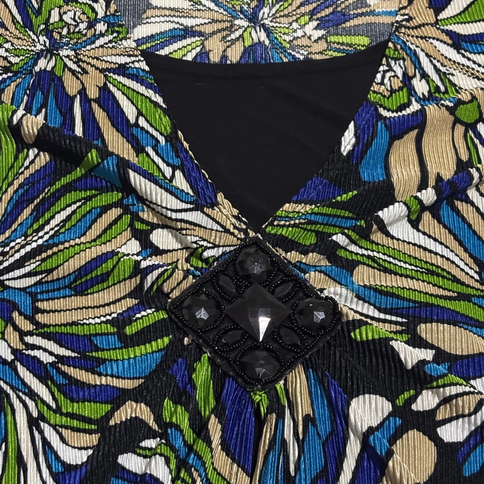 Fashion Bug Women's 1X Pleated Floral Print 3/4 Sleeve Blouse Bold Layered - Image 5