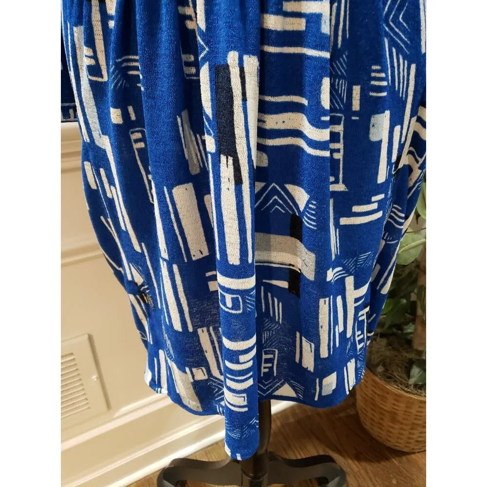 Zim & Zoe Womens Blue White Polyester V - Image 4