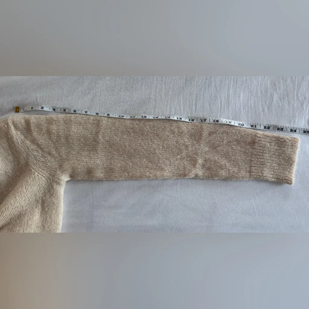 Jenni Kayne Boyfriend Alpaca Wool Knit Cardigan Sand Cream Off White Small - Image 8