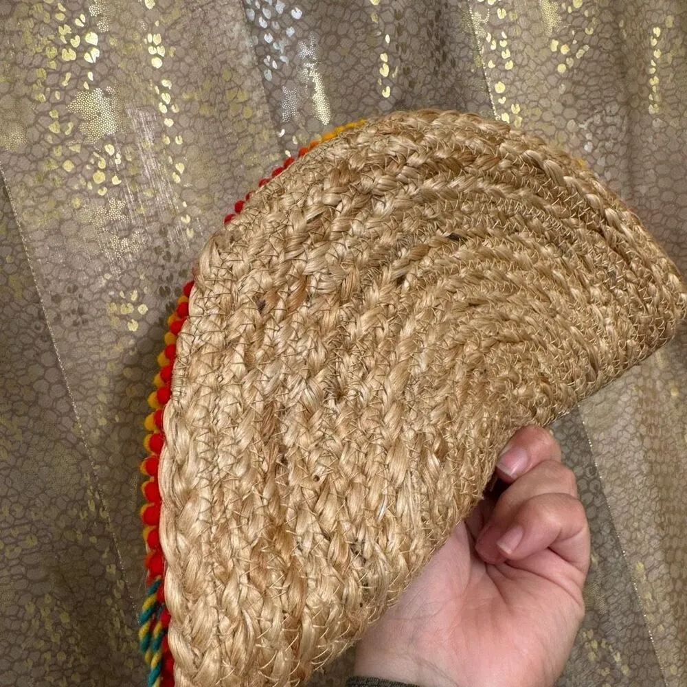 Circus By Sam Edelman Natural Jute Boho Rainbow Taco Zip Purse Clutch - Image 4