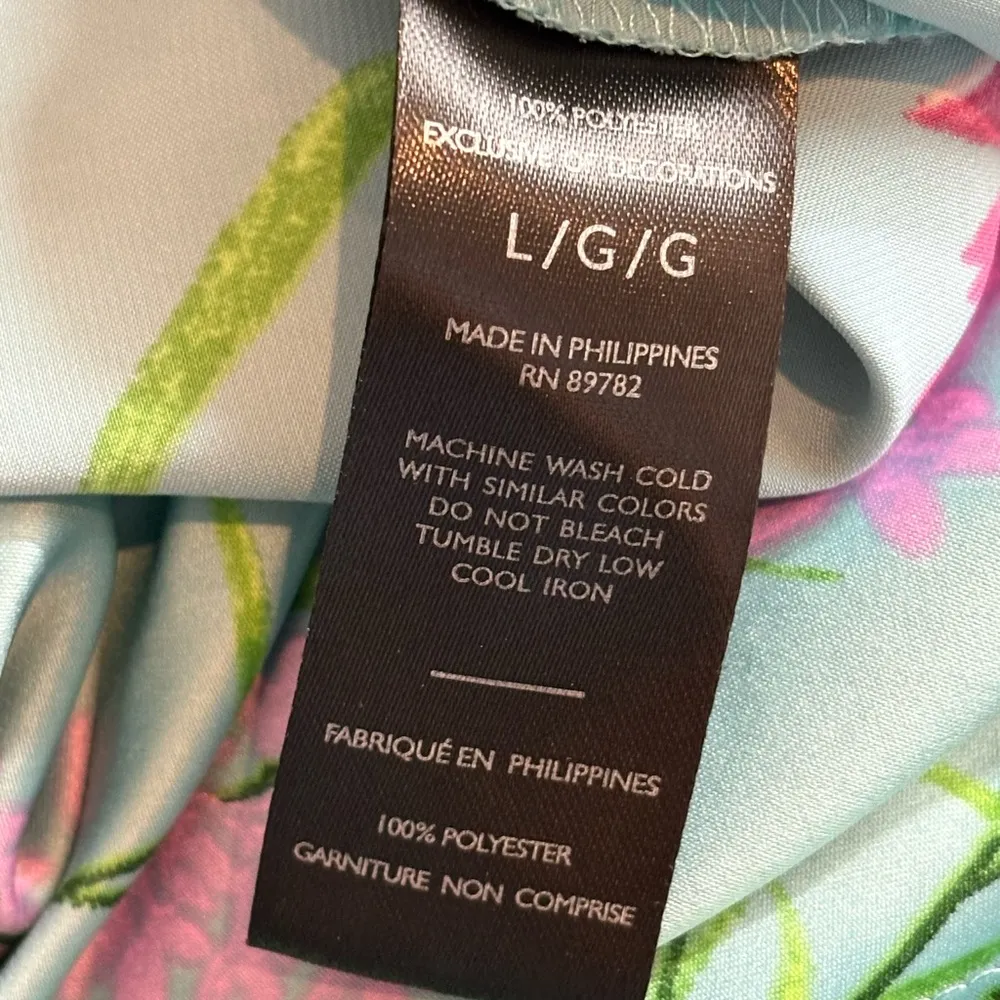 Natori Bloomingdale’s Floral Print Satin Slip polyester v neck Nightgown large - Image 12