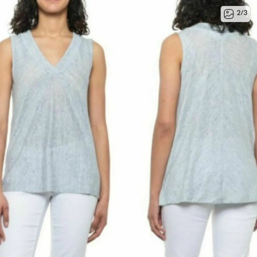 Sigrid Olsen linen tank top Blue XL - Image 3