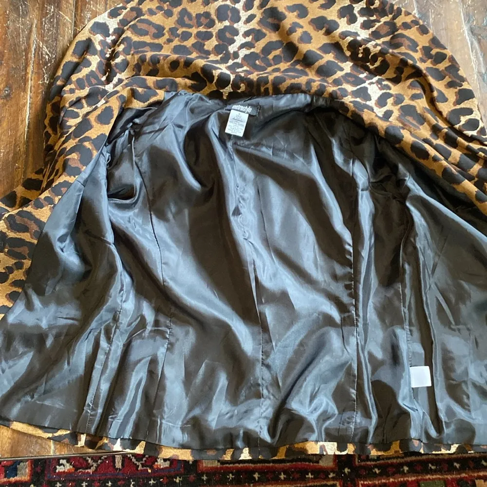 MetroStyle Leopard Blazer Jacket Brown Size 4 - Image 7