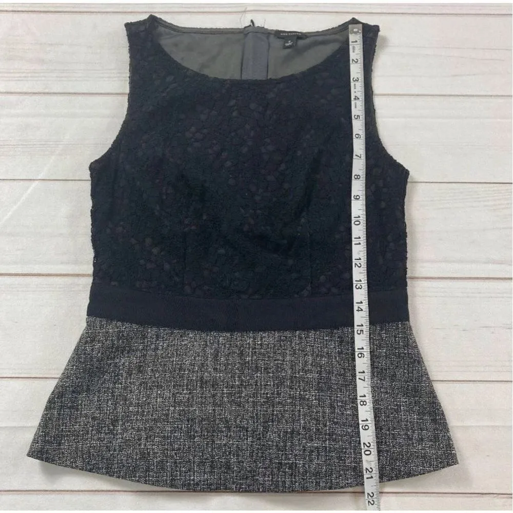 Ann Taylor Womens Black Sleeveless Zip Crew Neck Tank Top Size 0 - Image 6