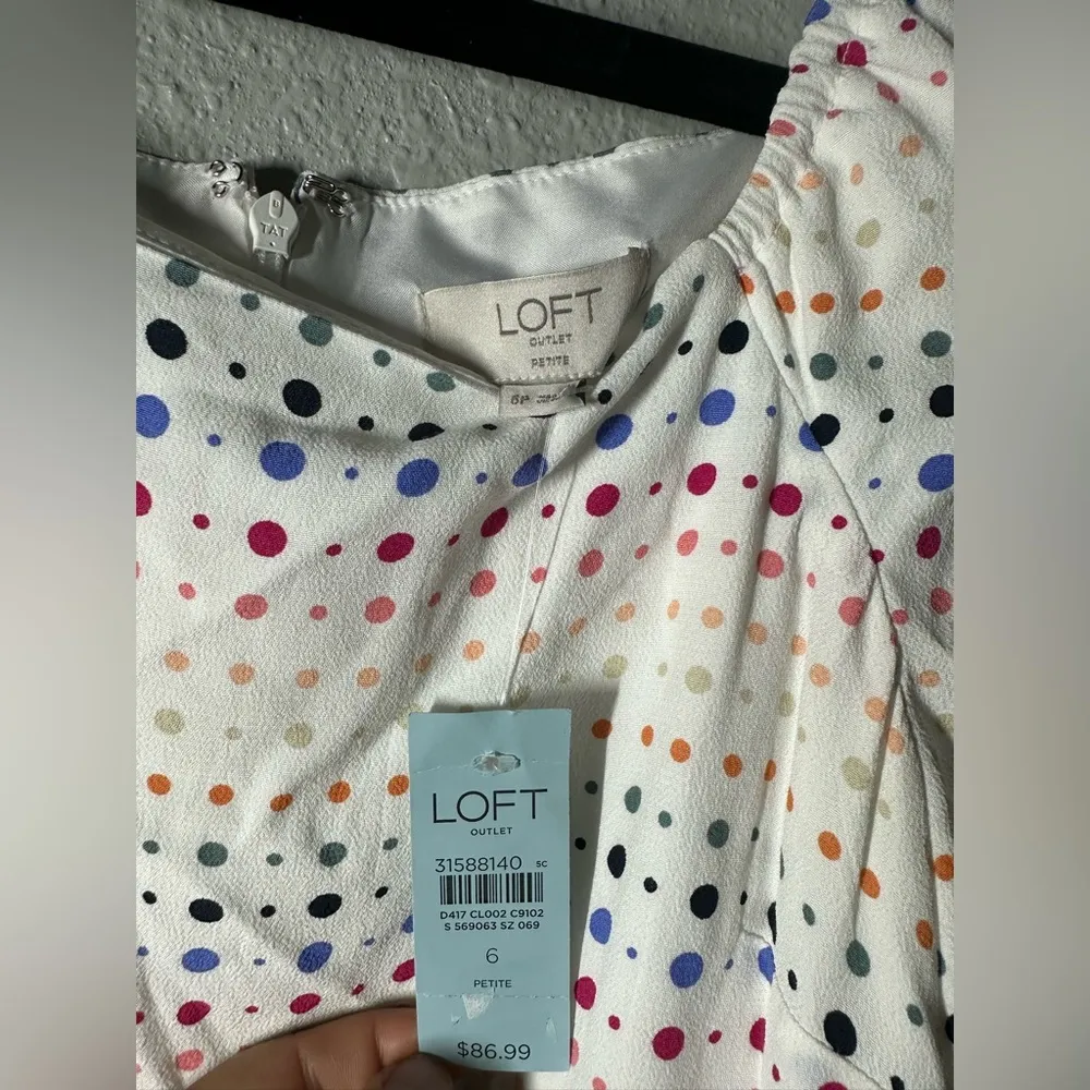 Loft polka dots dress, new with tag size 6 petite women’s dress - Image 2