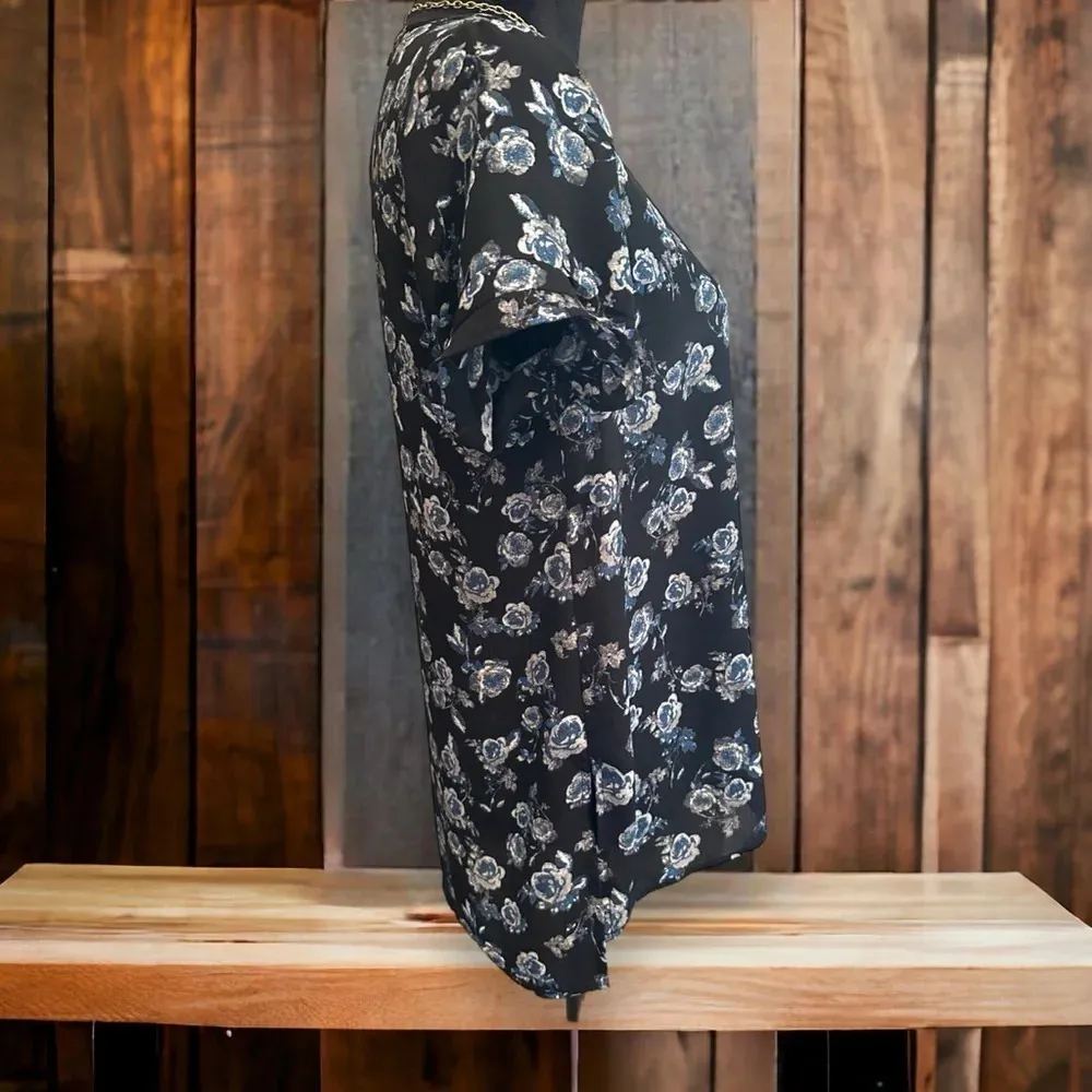 dr2 by daniel rainn floral high low blouse navy blue small‎ - Image 3