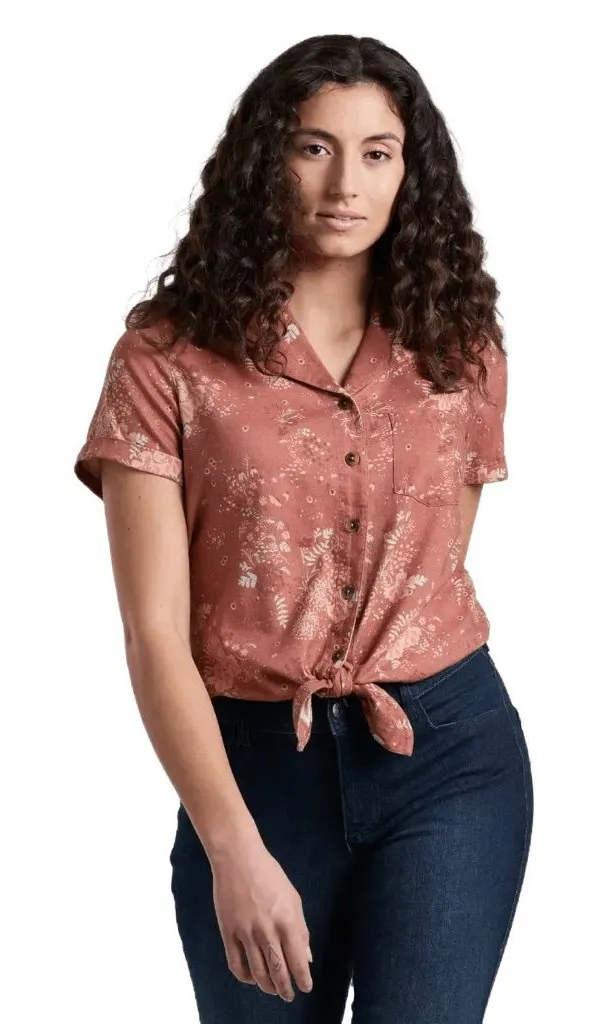 KUHL Elsie Short Sleeve Tie Front Top Women's Size Medium in Rosewood Whimsy - Image 1