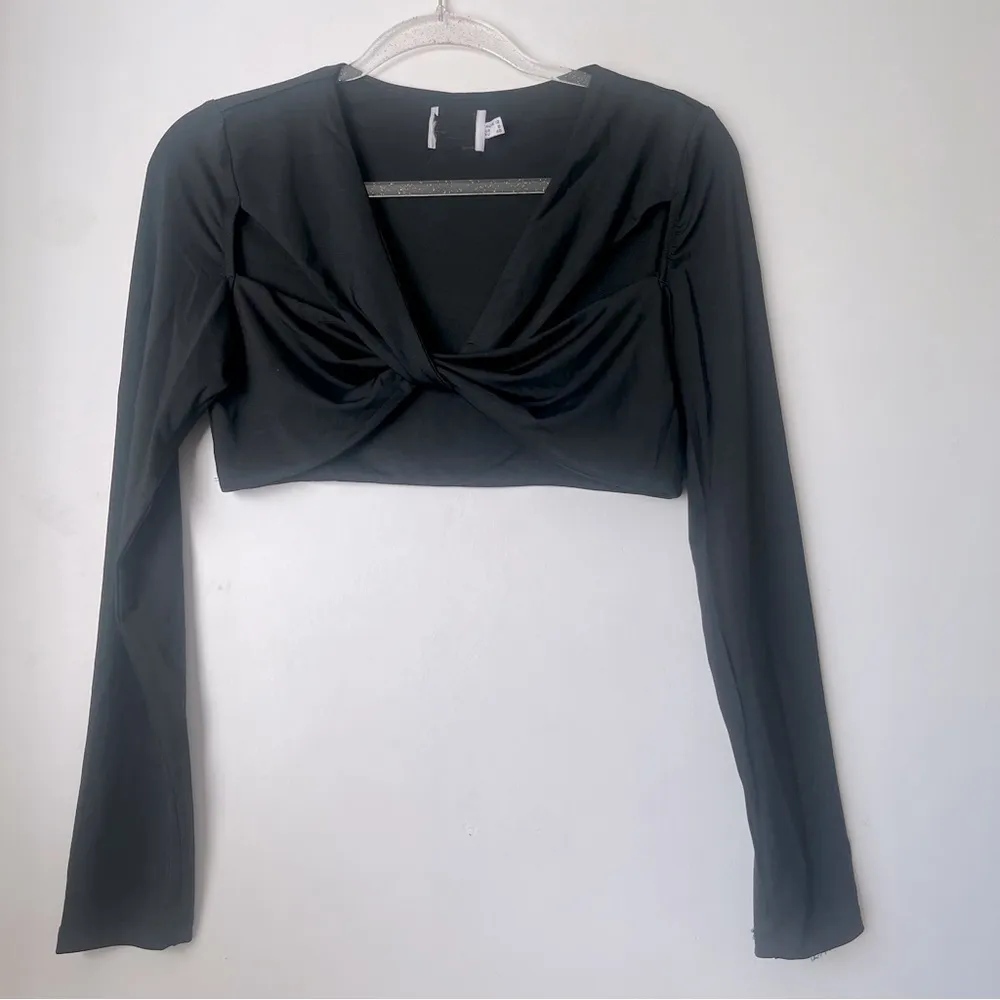 Beccy Black Cropped Cut Out Long Sleeve Top 8 - Image 6
