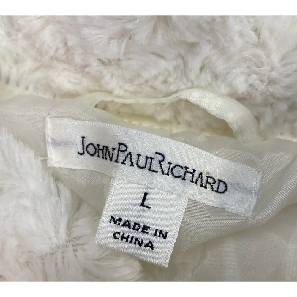 John Paul Richard Poodle Coat Womens L White Coquette Curly Formal Wedding Guest - Image 4