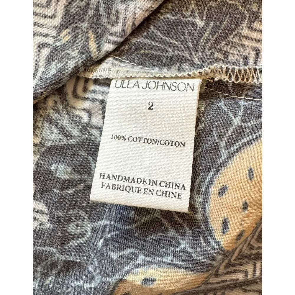 ULLA JOHNSON Ianna Botanical Print Poplin Skirt Portofino Size 2 (batik midi) - Image 6