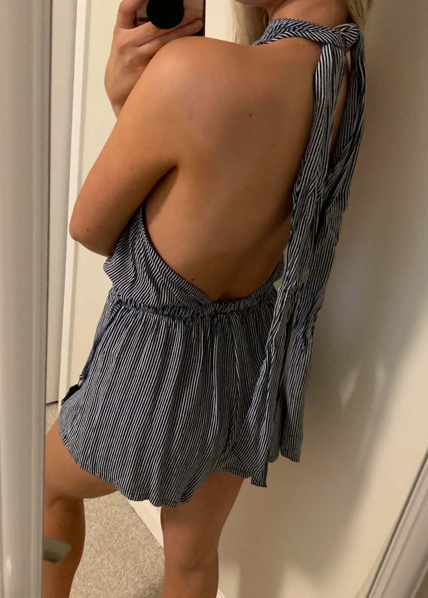 Blue Striped Romper - Image 4