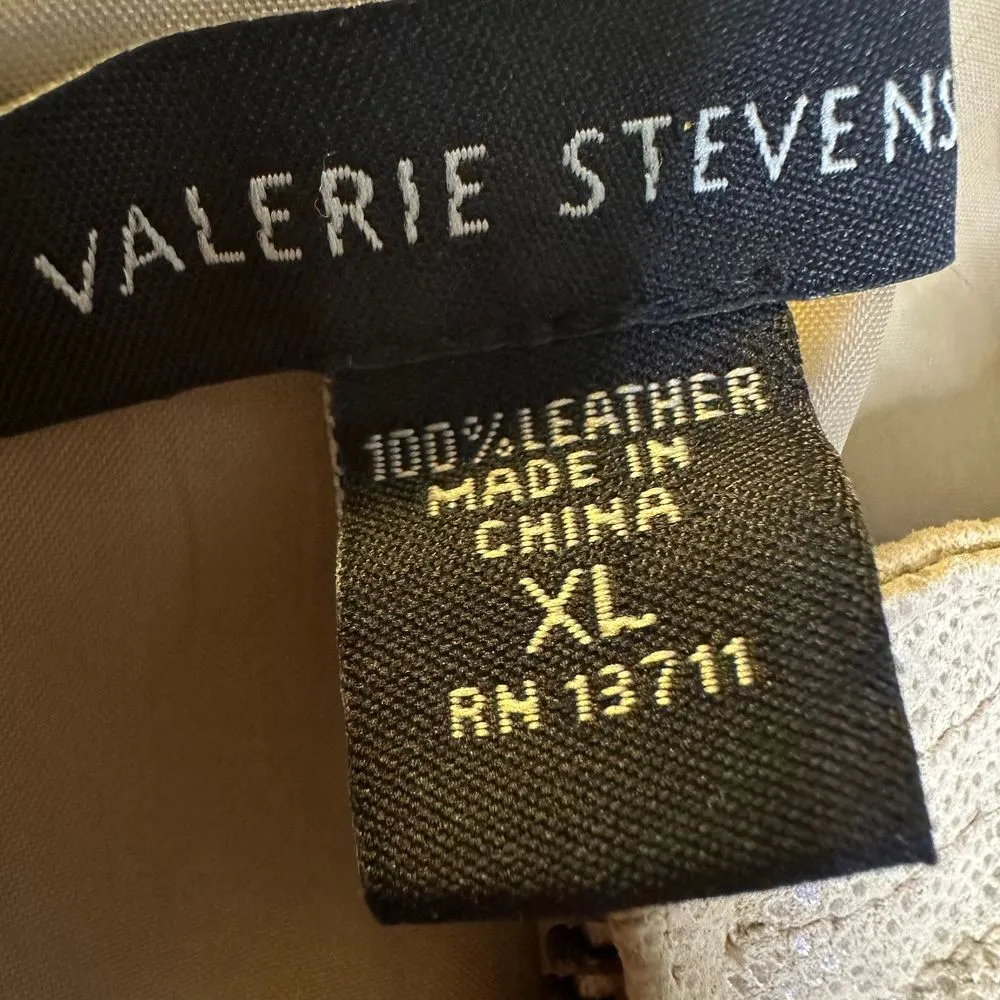 Valerie‎ Steven's women's vintage tan leather mock neck moto jacket size xl - Image 8