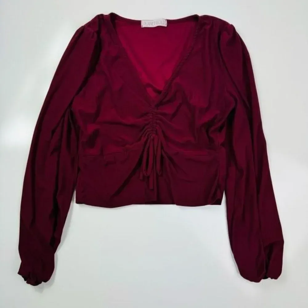 Planet Gold Burgundy Crop Top Size Small‎ - Image 2