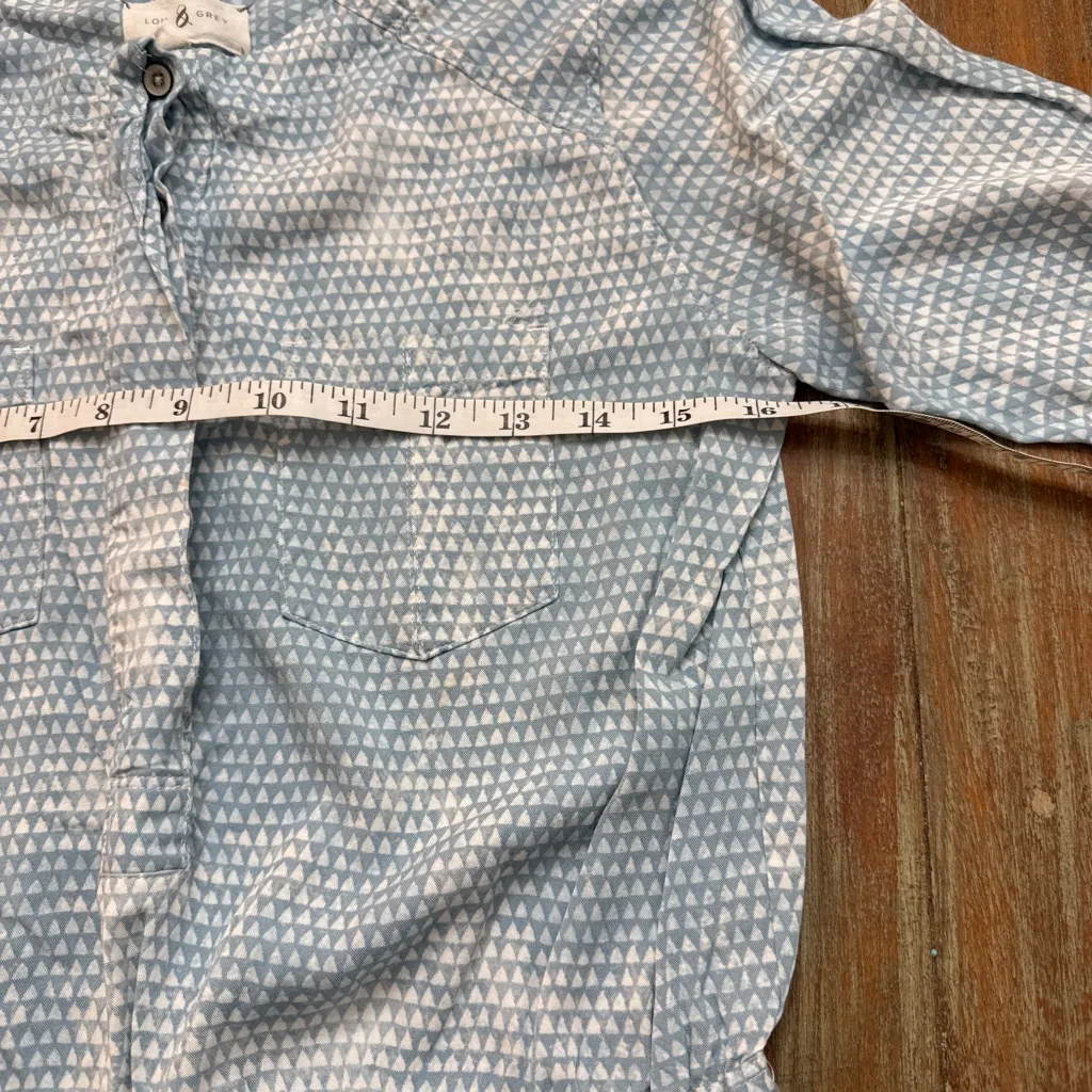 Women's Lou & Grey Long Sleeve Dress XS Light Blue White Geometric - Image 8