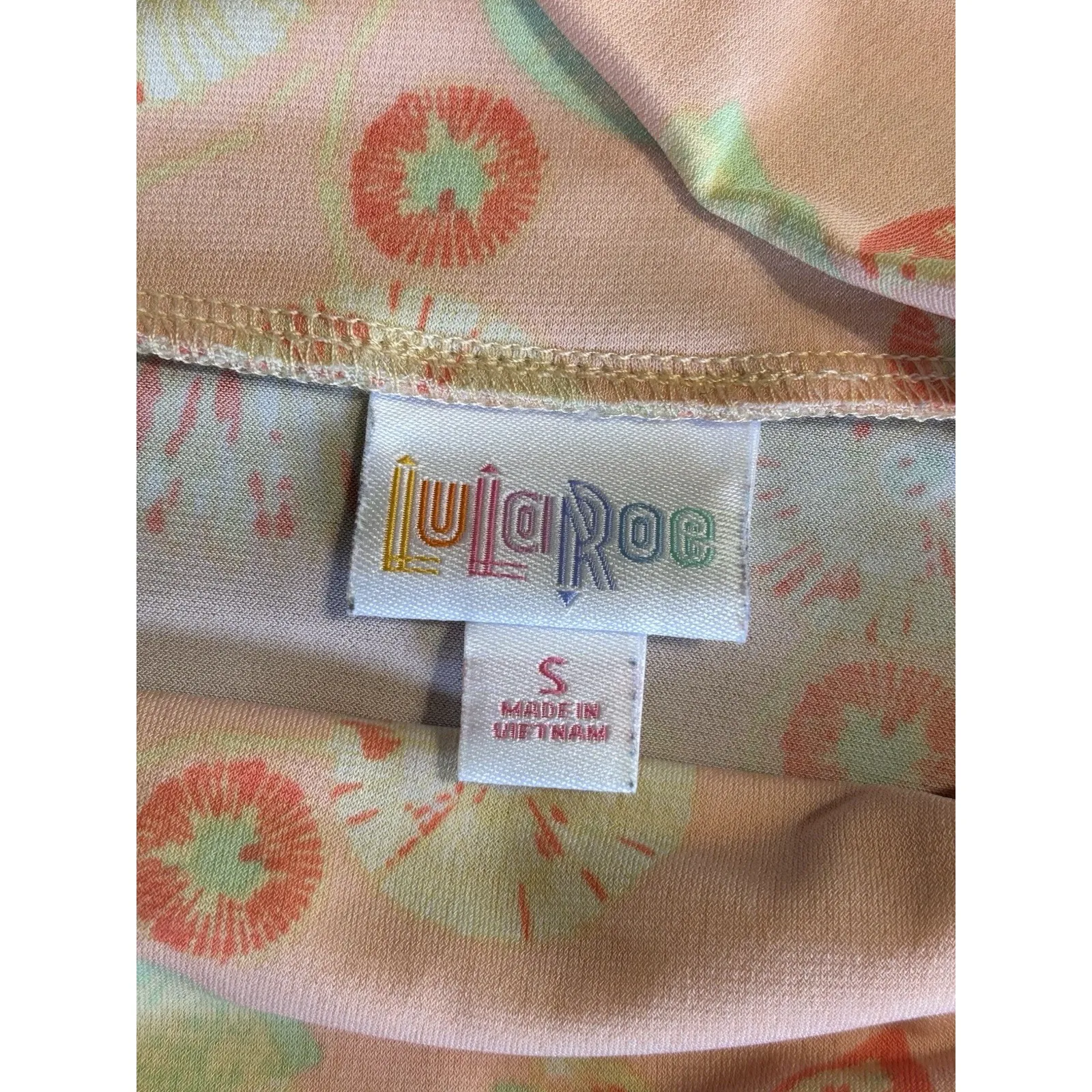 LulaRoe Flowy Orange/Peach Floral Long Maxi Skirt Size Small Fold Over Waist‎ - Image 5