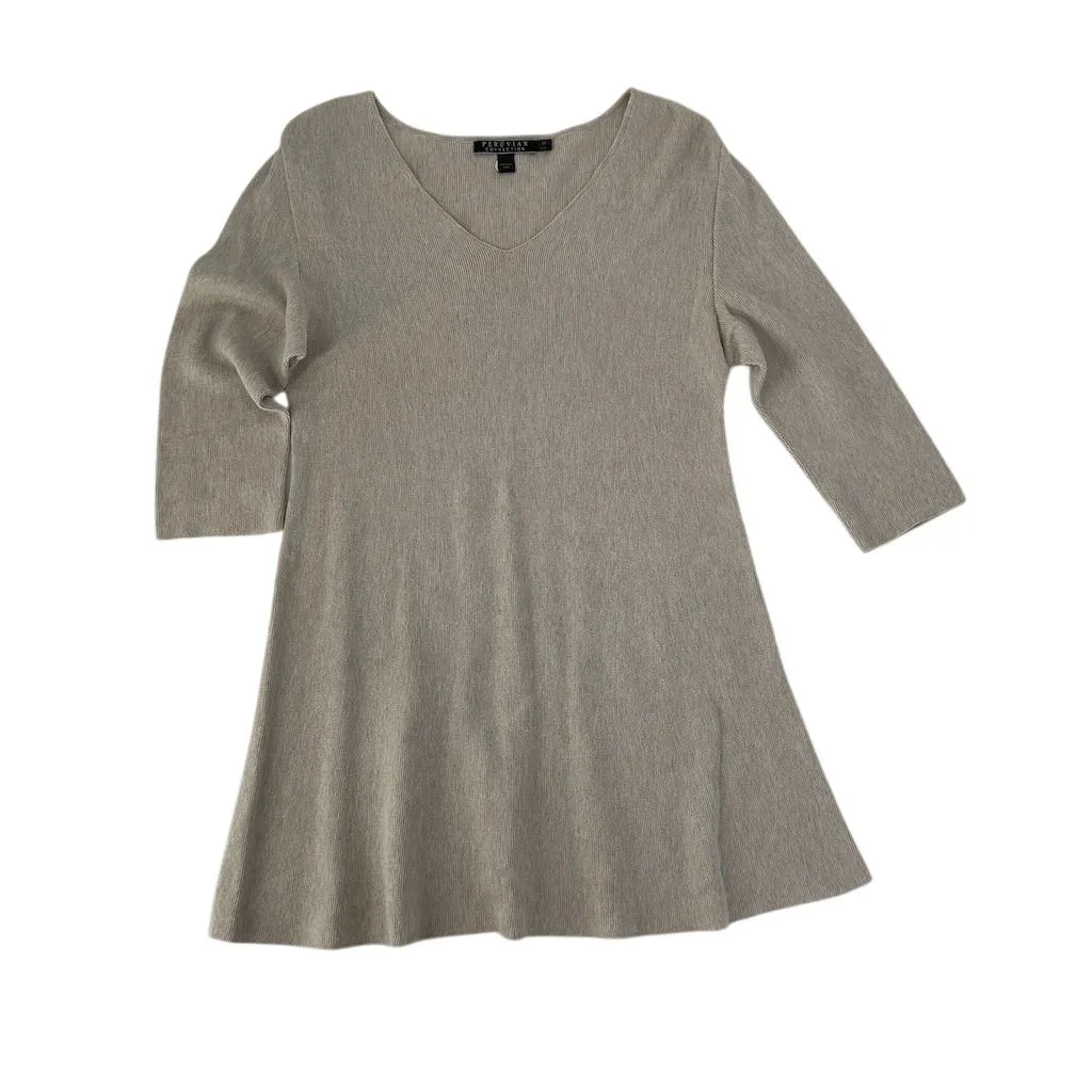 Peruvian Connection Oatmeal Pima Cotton Sweater Tunic, size M - Image 4