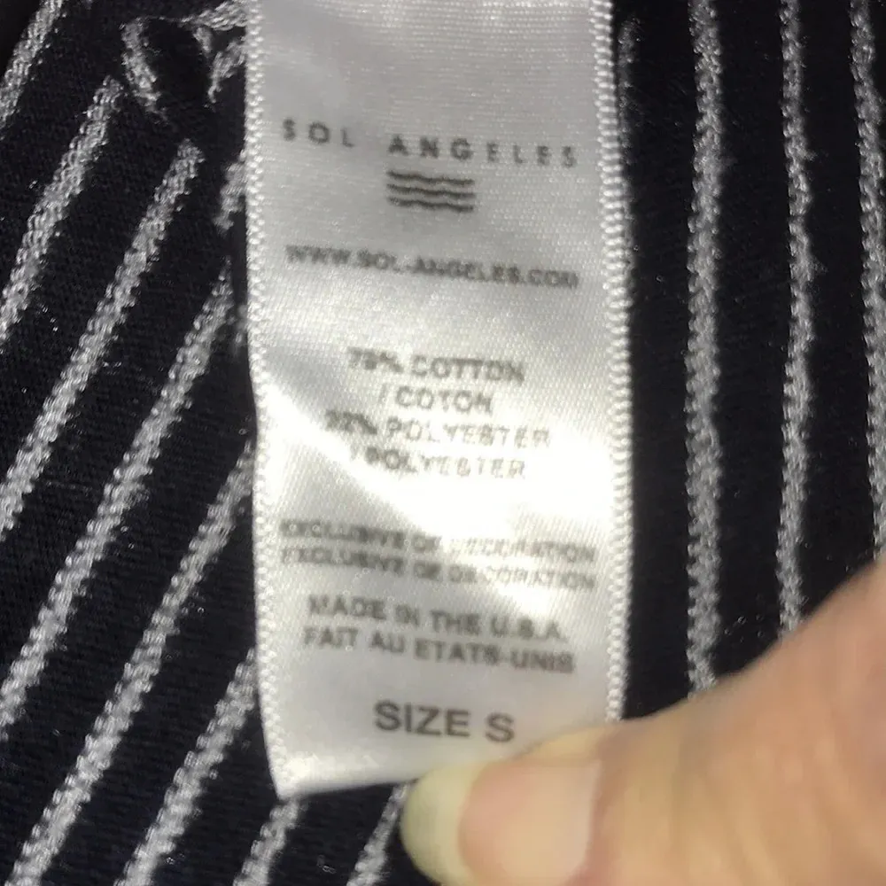 SOL ANGELES Anthropology striped with cuffed short sleeves navy white NEW size S - Image 5