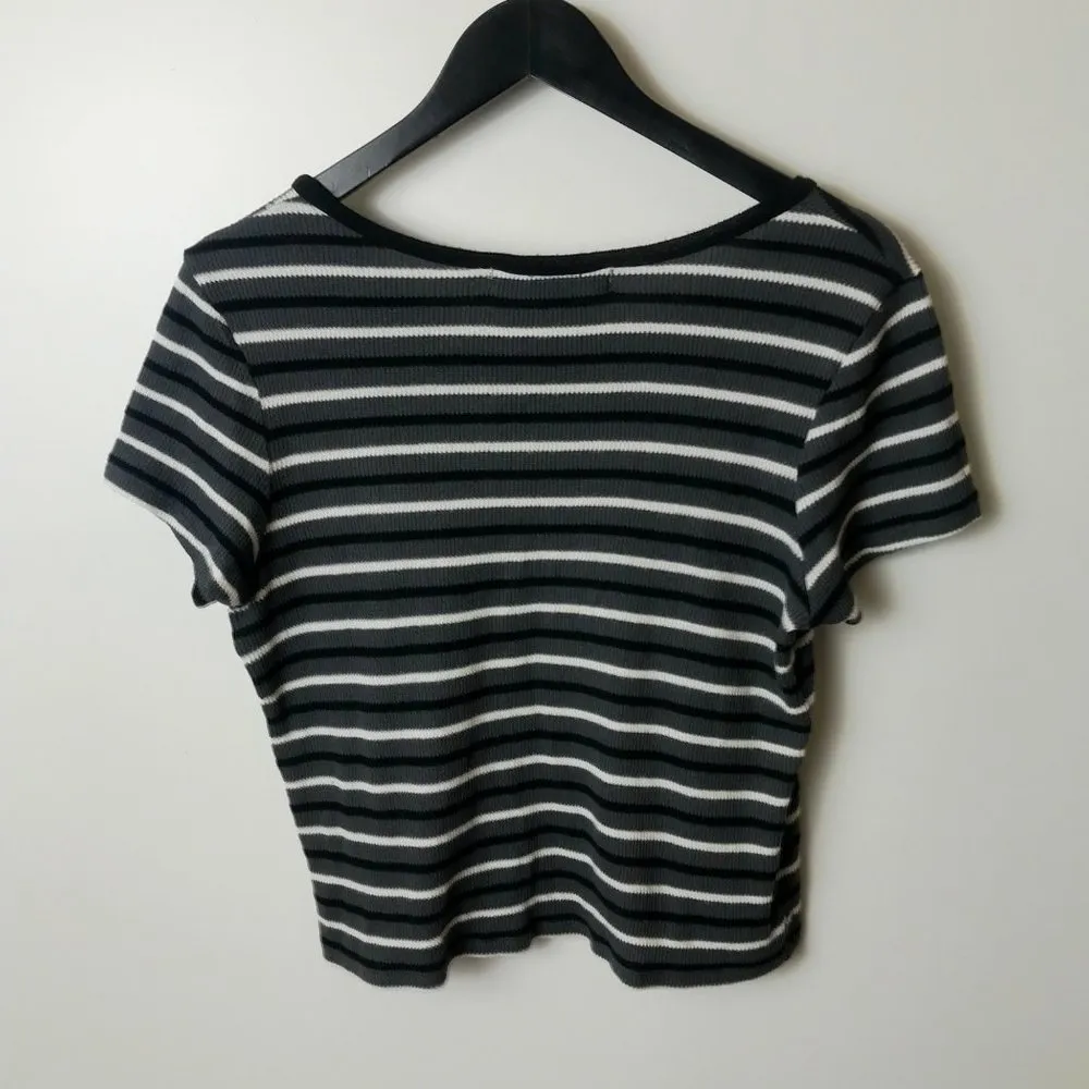 Gypsies & Moondust Knit T Shirt Diamond Top Short Sleeve Cotton Striped Medium M - Image 4