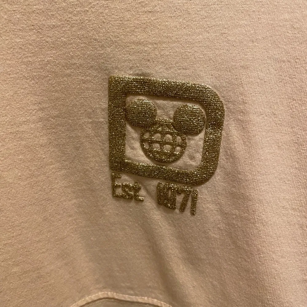 Disney Walt Disney World Peachy Pink Rose Gold Glitter Spirit Jersey Size S - Image 3
