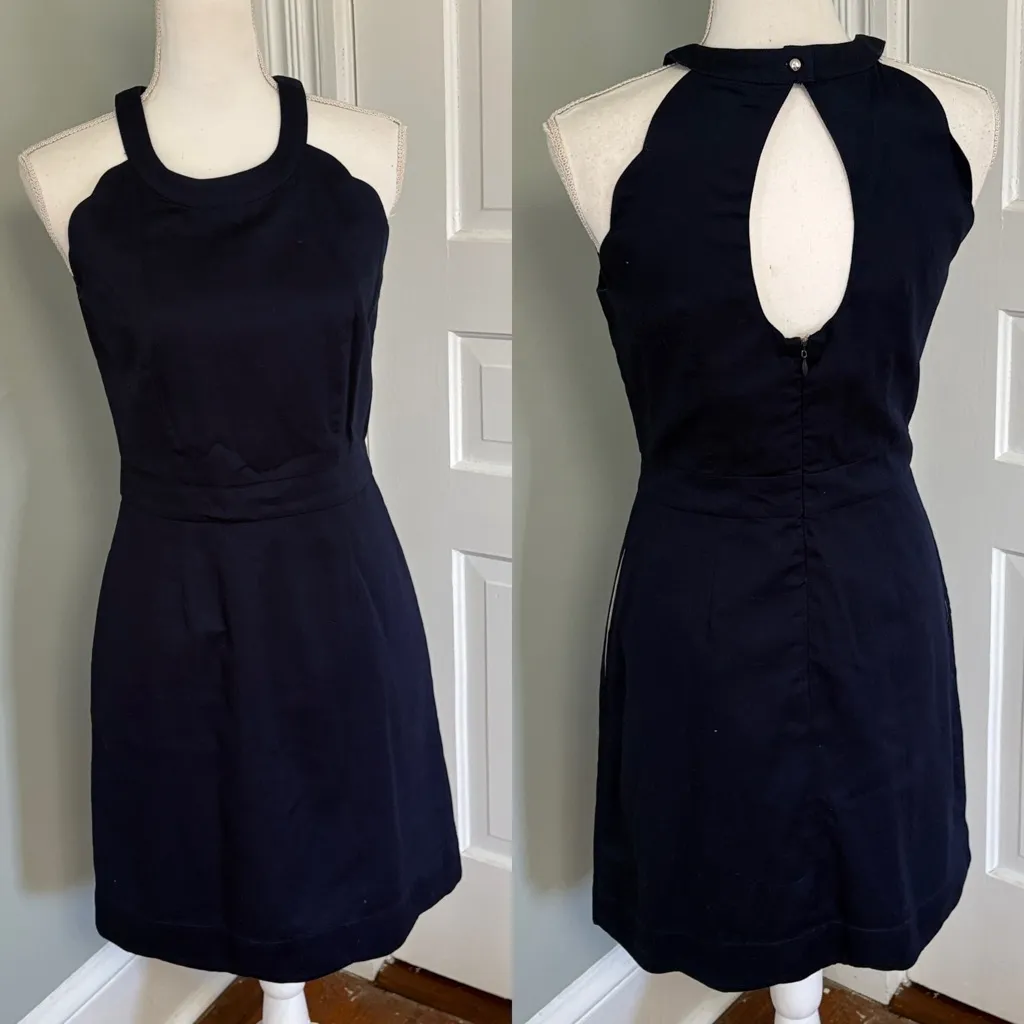 NWT Lauren James Landry Solid Navy 100% Cotton Dress Medium - Image 2