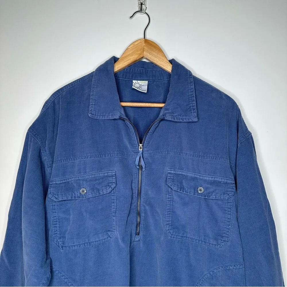 Aerie Blue Corduroy Half Zip Pullover Shacket Shirt Size Large - Image 3