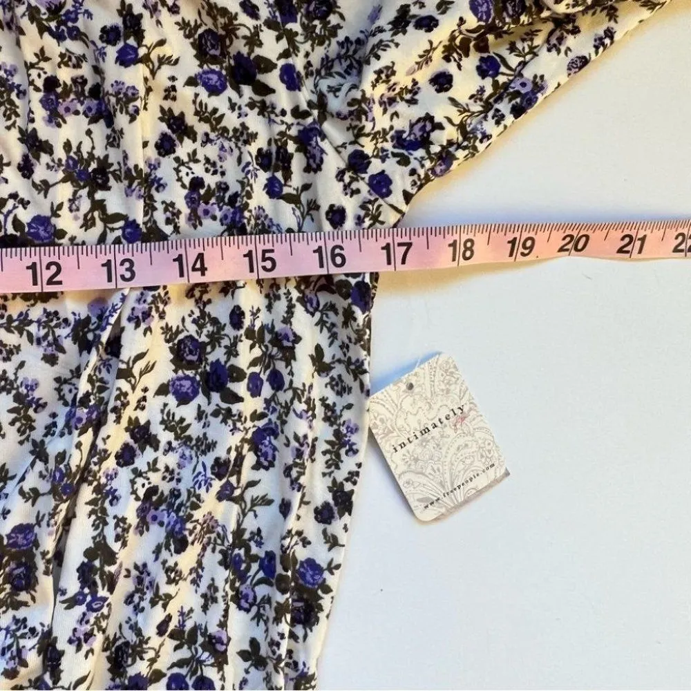 Free People Kaya Bodysuit Ivory Purple Floral Keyhole Size Small NWT - Image 4