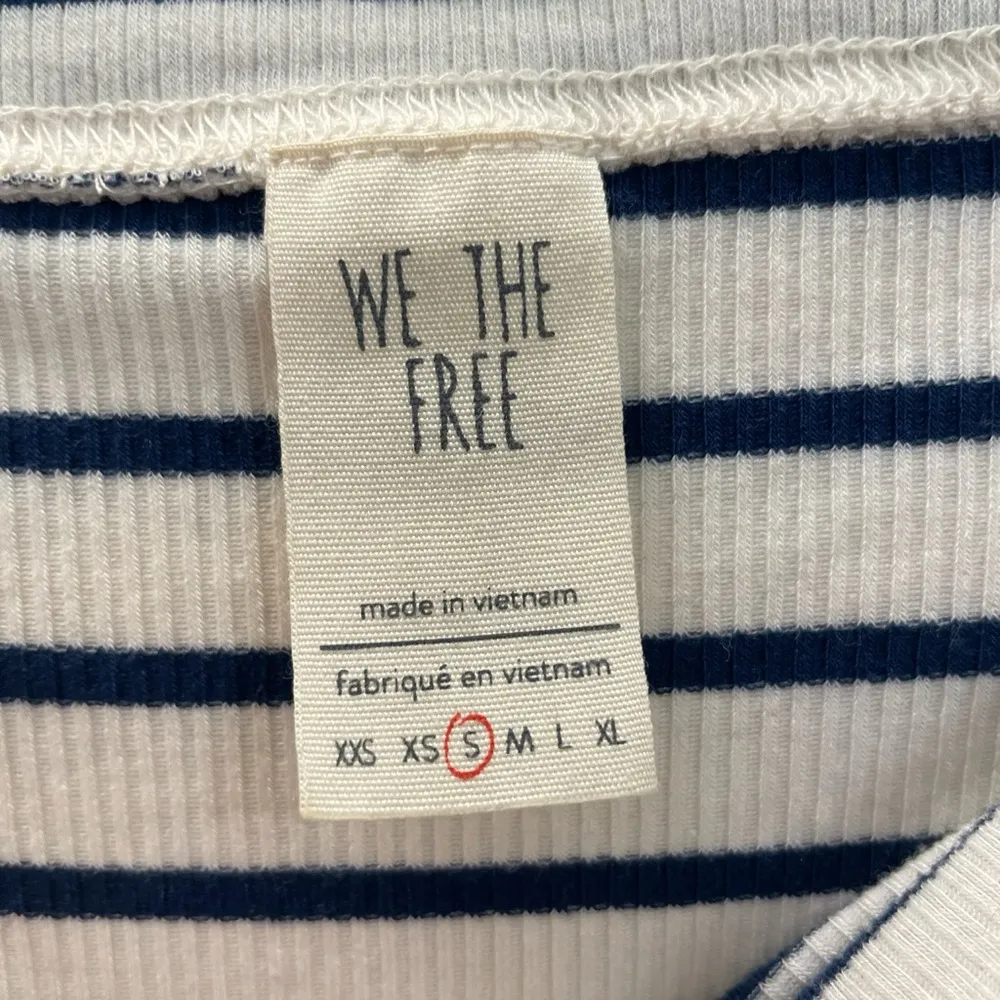 Free People White & Blue Stripe Off The Shoulder Blouse - Image 6