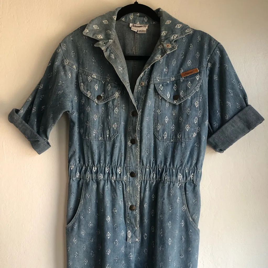 Denim Jumpsuit 80s vintage rockabilly coveralls workwear western country Blue Size 6 - Image 2