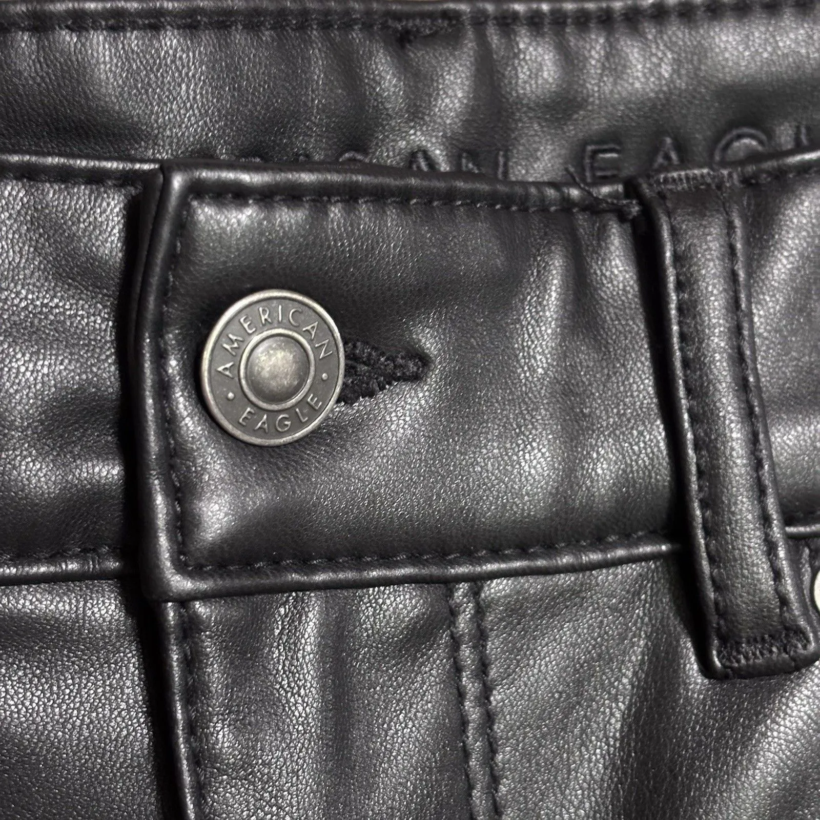 American Eagle Stretch Faux Leather High Waisted Flare Pants Size 14 Long - Image 3