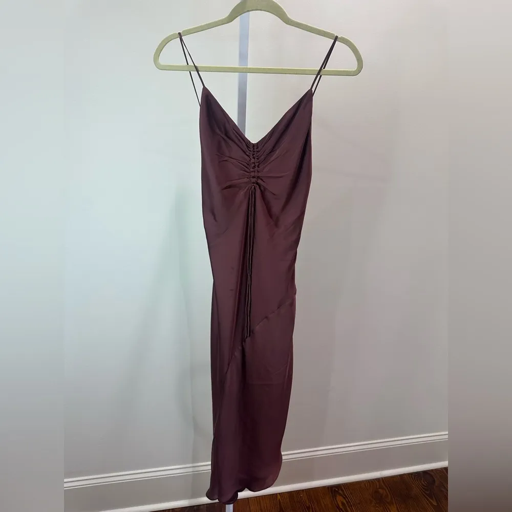 AllSaints Alexia V-Neck Asymmetrical Midi Slip Dress – Size 2, NWOT with Flaws - Image 3