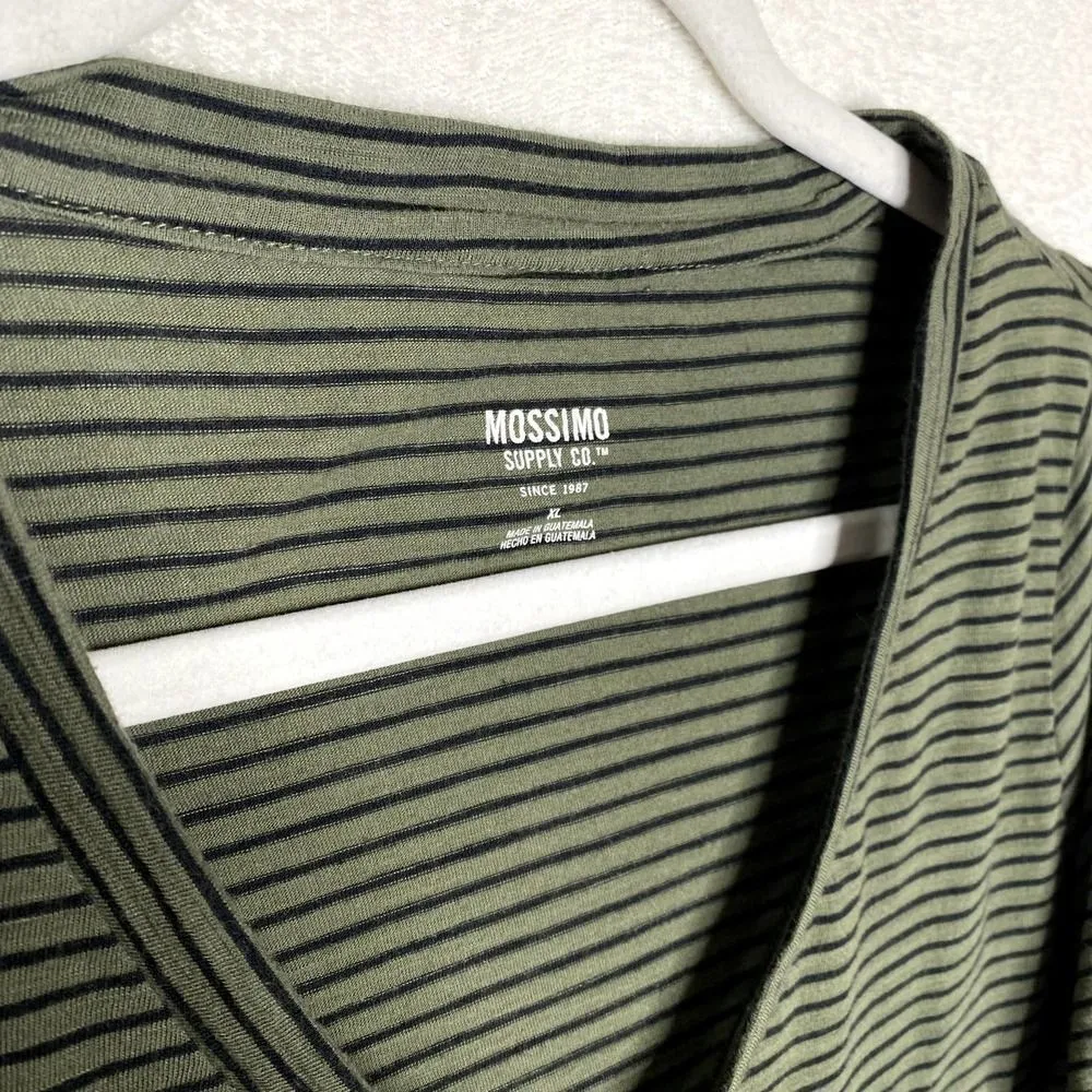 Mossimo Supply Co. Long Sleeve V-Neck Striped T-Shirt Green Black Size XL Tee - Image 3